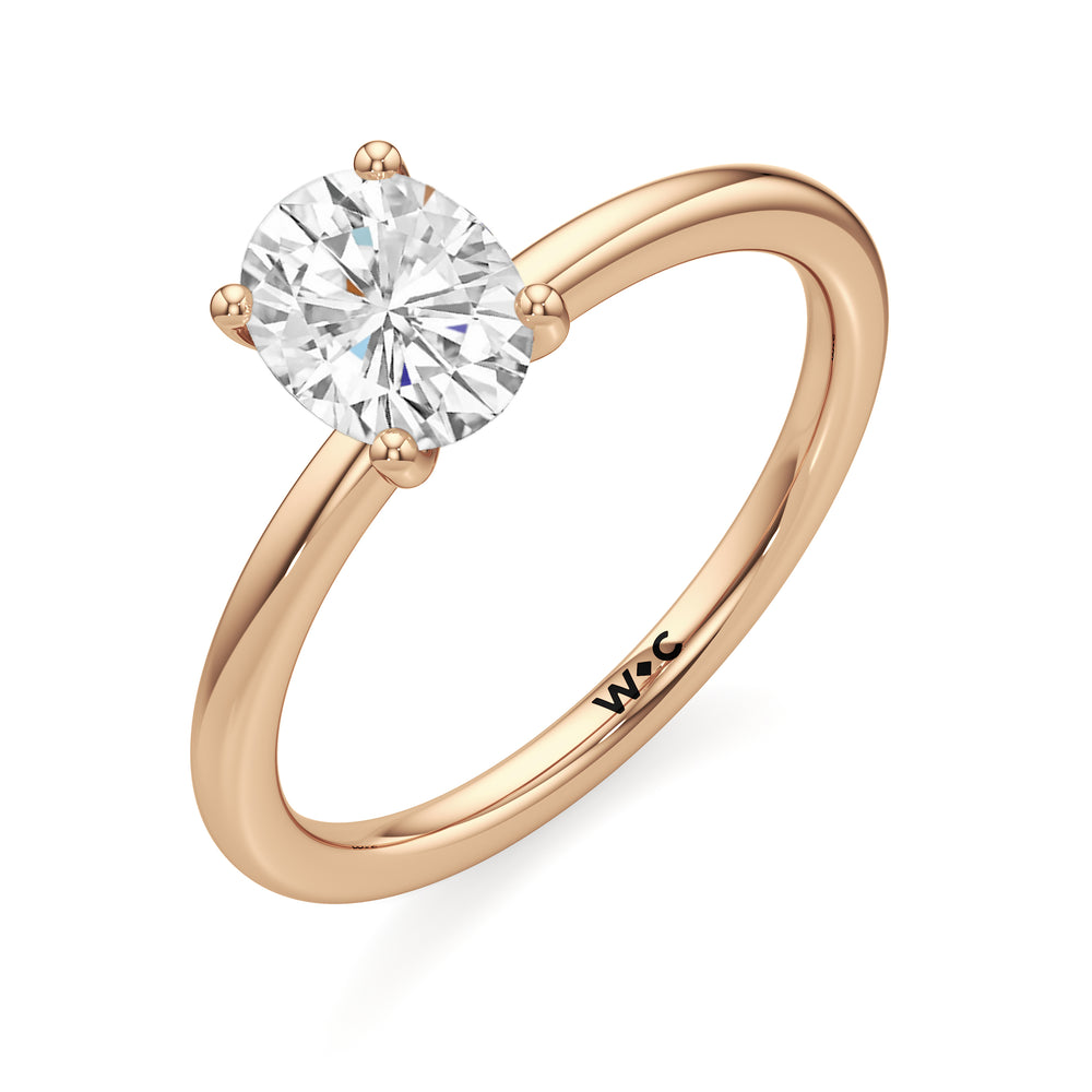 The Elle Engagement Ring with Oval Cut Diamond in 14KT Rose Gold view 3
