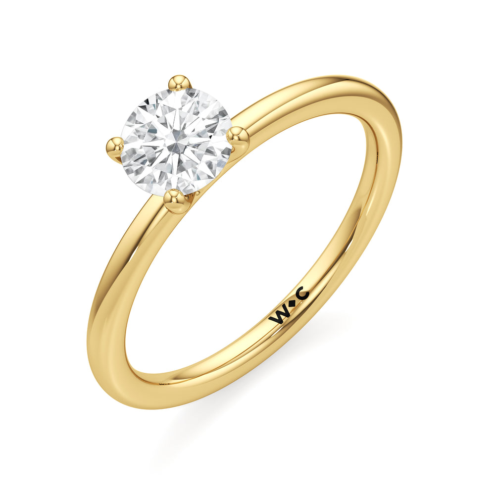 The Elle Engagement Ring with Round Cut Diamond in 14KT Yellow Gold view 3
