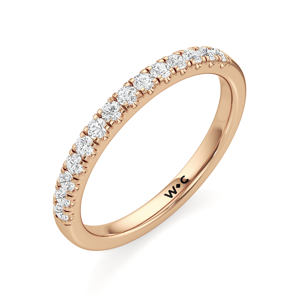 The Vera Diamond Wedding Band with 18KT Rose Gold Cut Diamond in 14KT Rose Gold view 3
