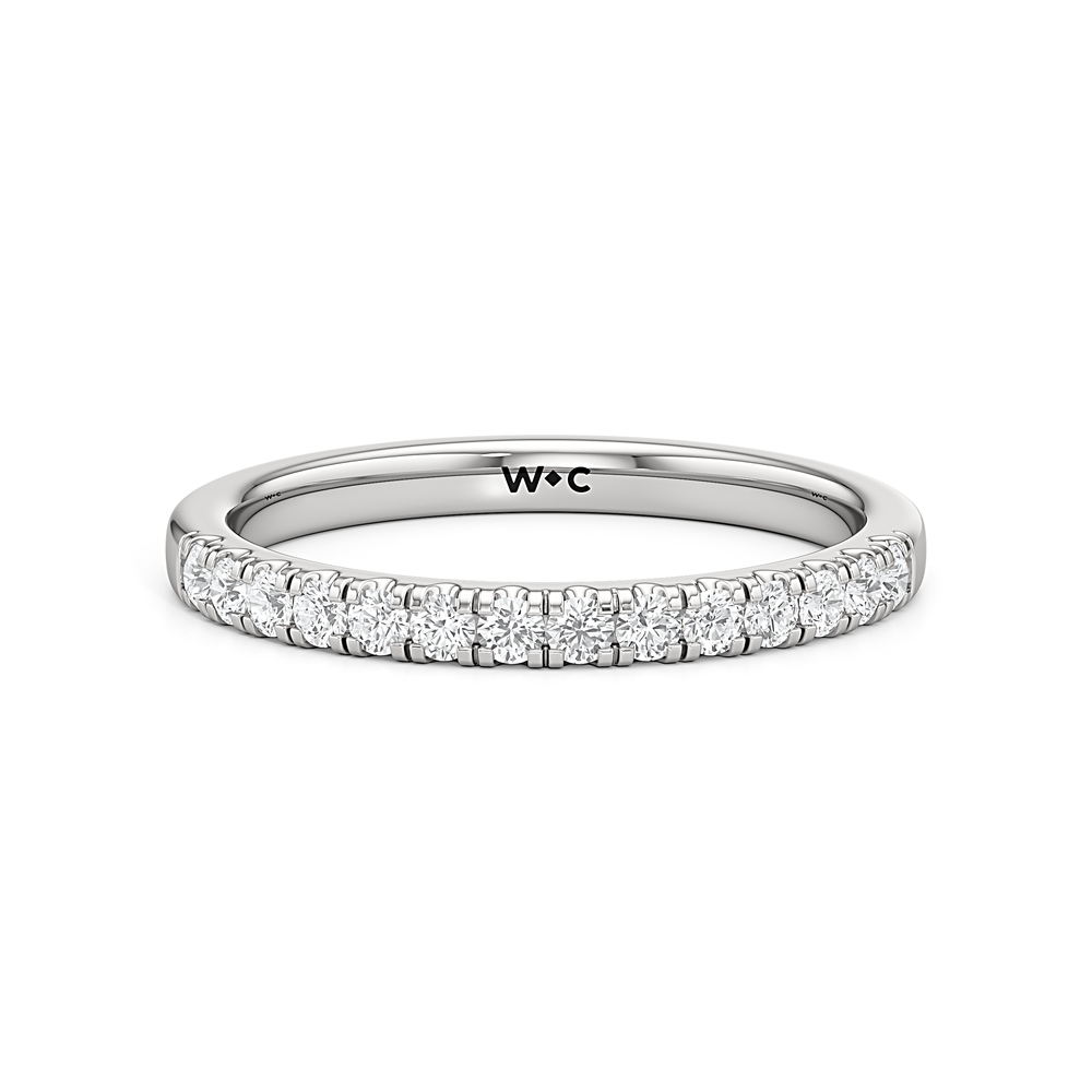 The Vera Diamond Wedding Band with Platinum Cut Diamond in 14KT Platinum view 1
