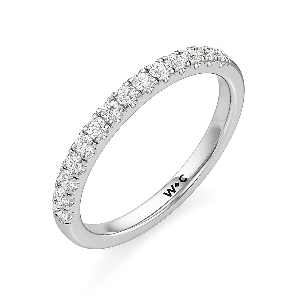 The Vera Diamond Wedding Band with Platinum Cut Diamond in 14KT Platinum view 3
