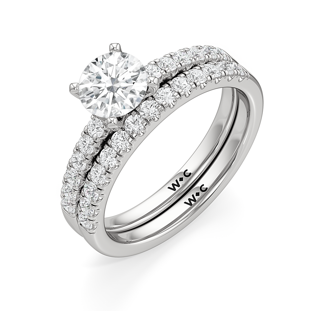 The Vera Diamond Wedding Band with Platinum Cut Diamond in 14KT Platinum view 4
