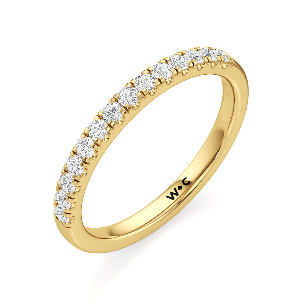 The Vera Diamond Wedding Band with 18KT Yellow Gold Cut Diamond in 14KT Yellow Gold view 3
