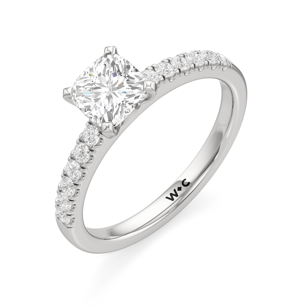 The Vera Engagement Ring with Cushion Cut Diamond in 14KT Platinum view 3
