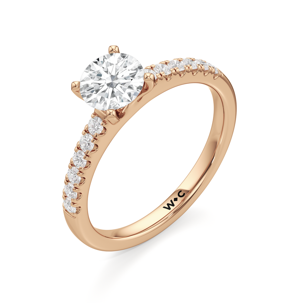 The Vera Engagement Ring with Round Cut Diamond in 14KT Rose Gold view 3
