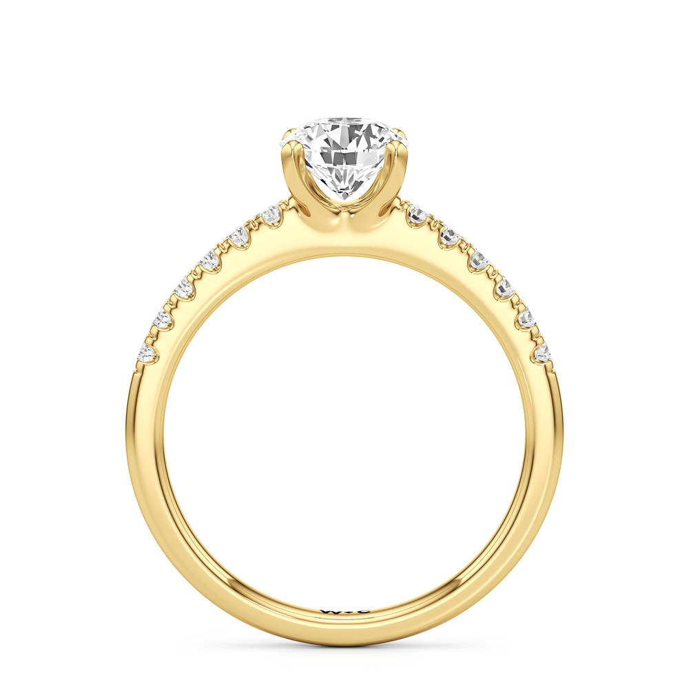 The Vera Engagement Ring with Round Cut Diamond in 14KT Yellow Gold view 3
