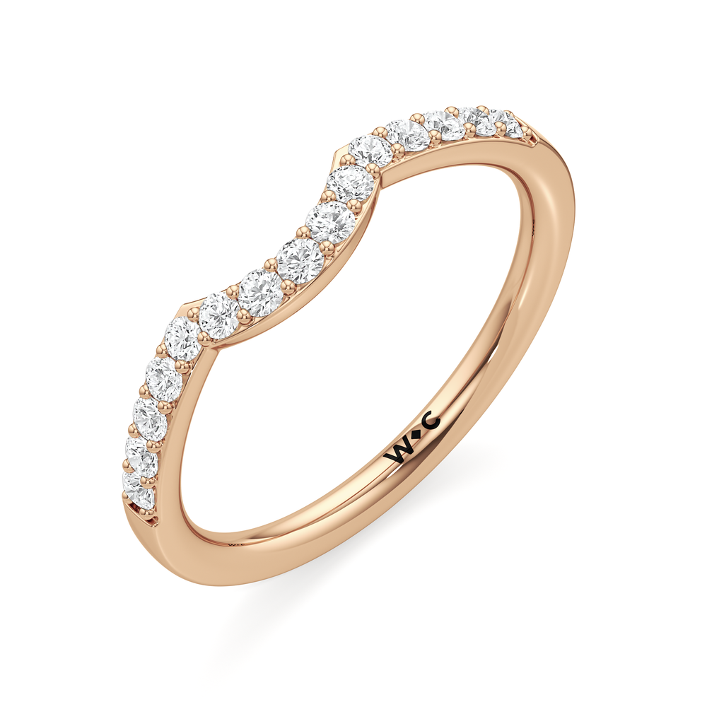 The Estelle Diamond Wedding Band with 18KT Rose Gold Cut Diamond in 14KT Rose Gold view 3
