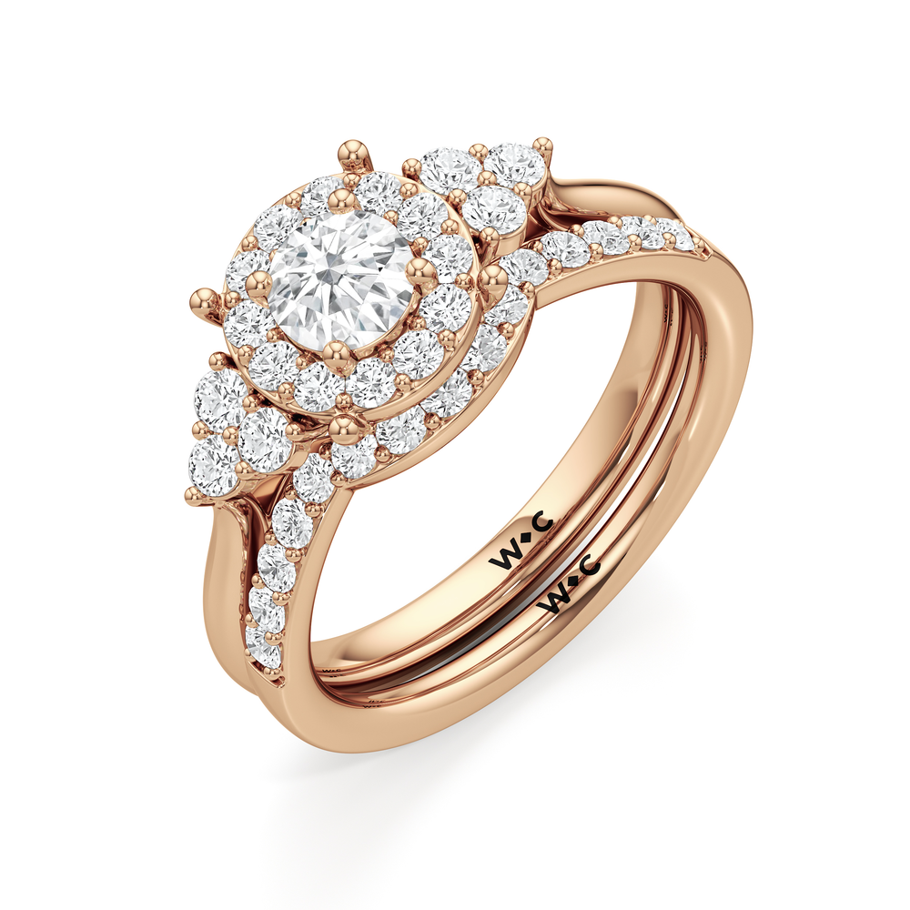 The Estelle Diamond Wedding Band with 18KT Rose Gold Cut Diamond in 14KT Rose Gold view 4
