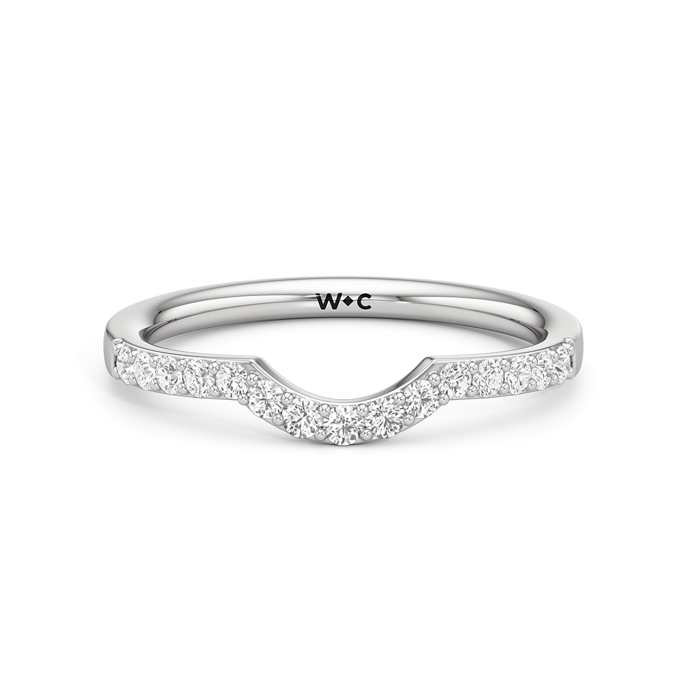 The Estelle Diamond Wedding Band with Platinum Cut Diamond in 14KT Platinum view 1
