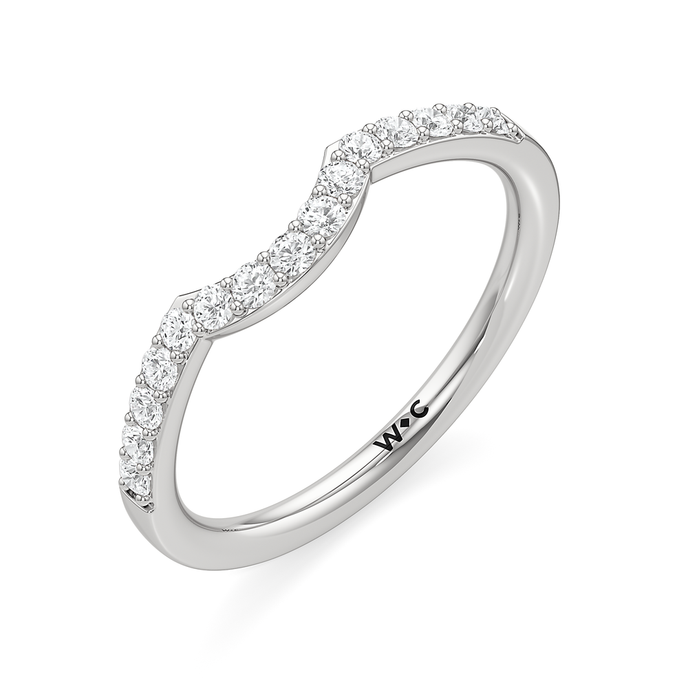 The Estelle Diamond Wedding Band with Platinum Cut Diamond in 14KT Platinum view 3
