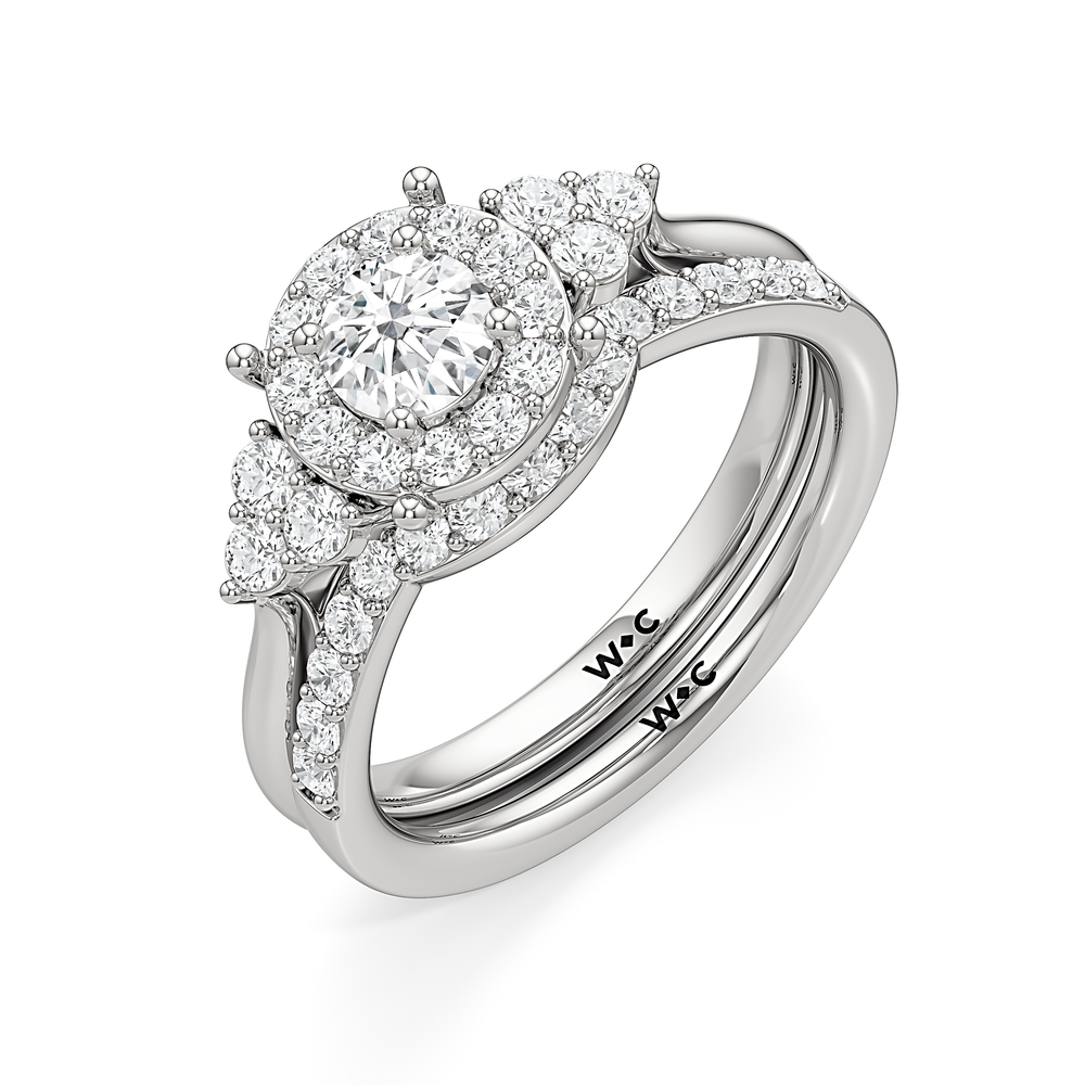The Estelle Diamond Wedding Band with Platinum Cut Diamond in 14KT Platinum view 4
