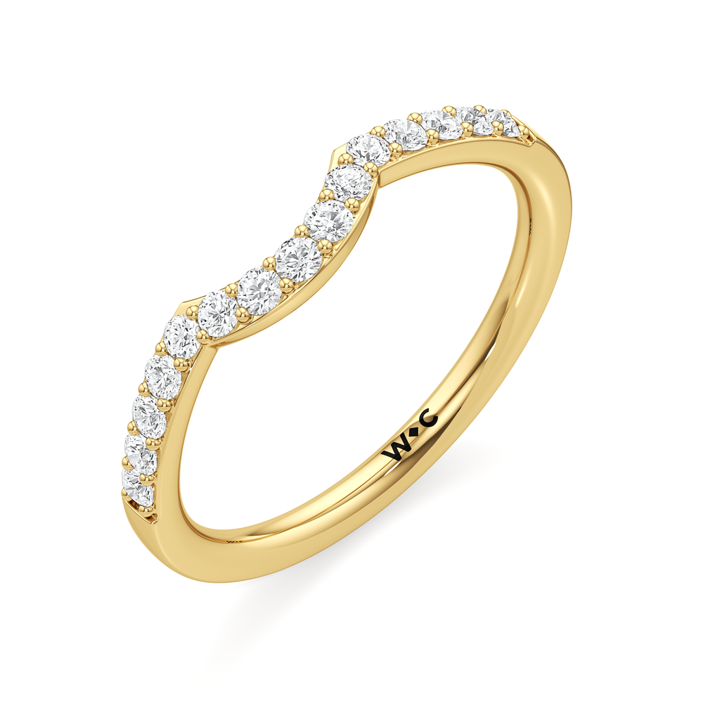 The Estelle Diamond Wedding Band with 18KT Yellow Gold Cut Diamond in 14KT Yellow Gold view 3
