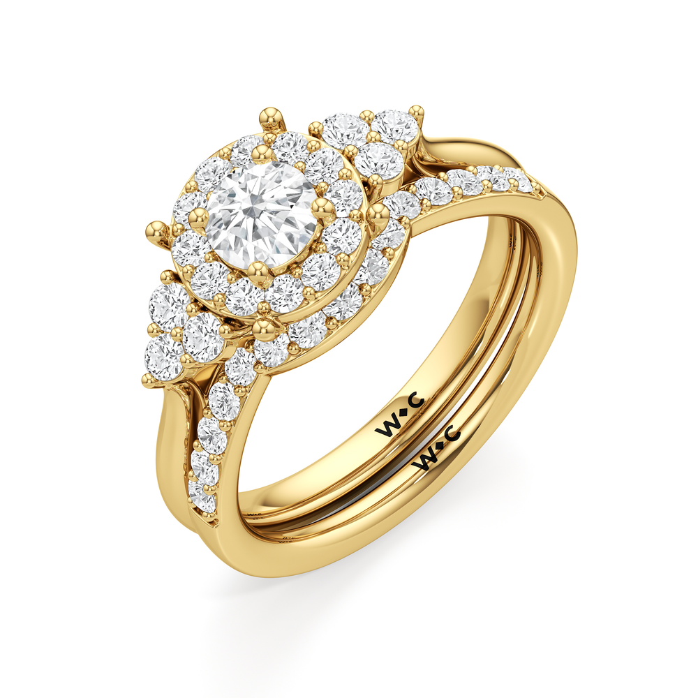 The Estelle Diamond Wedding Band with 18KT Yellow Gold Cut Diamond in 14KT Yellow Gold view 4

