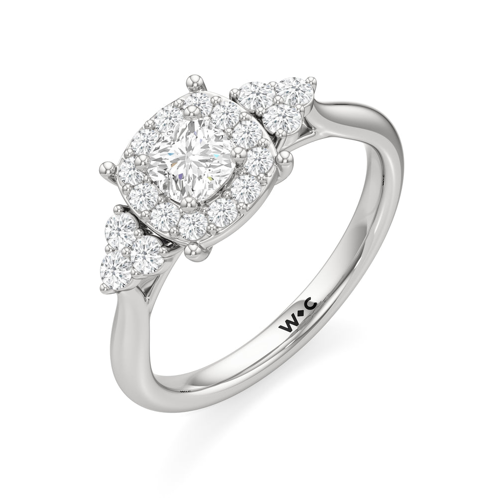The Estelle Engagement Ring with Cushion Cut Diamond in 14KT Platinum view 3
