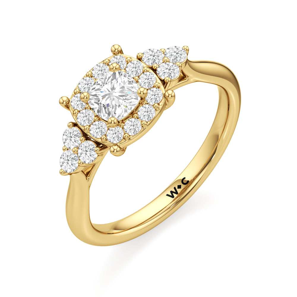 The Estelle Engagement Ring with Cushion Cut Diamond in 14KT Yellow Gold view 3
