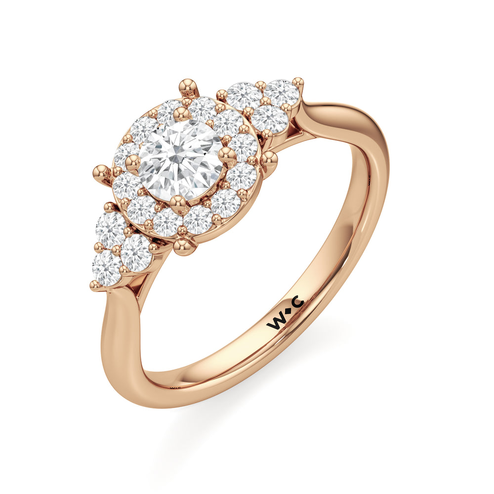 The Estelle Engagement Ring with Round Cut Diamond in 14KT Rose Gold view 3
