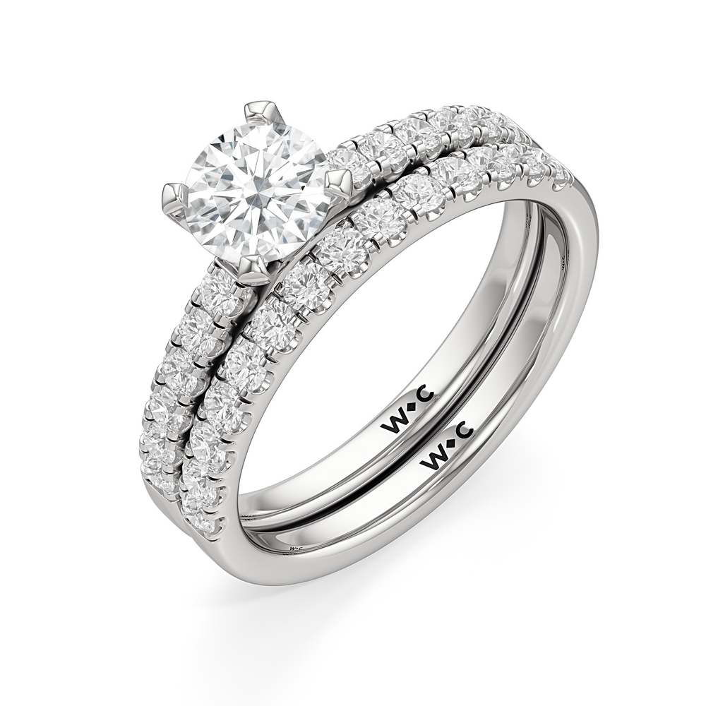 The Isabel Diamond Wedding Band with Platinum Cut Diamond in 14KT Platinum view 4
