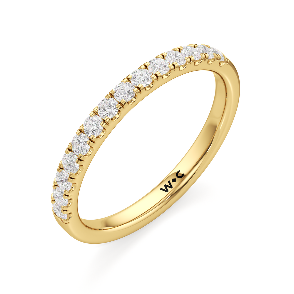 The Isabel Diamond Wedding Band with 18KT Yellow Gold Cut Diamond in 14KT Yellow Gold view 3
