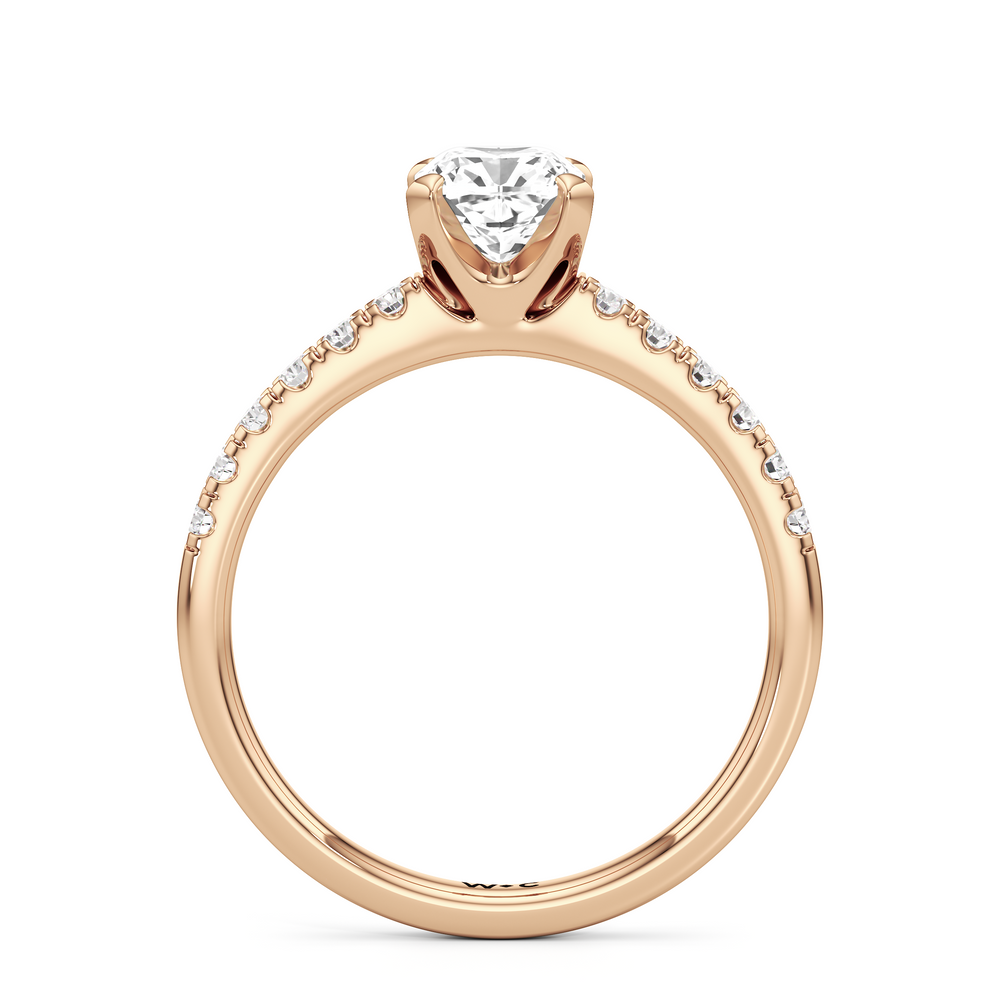 The Isabel Engagement Ring with Cushion Cut Diamond in 14KT Rose Gold view 2

