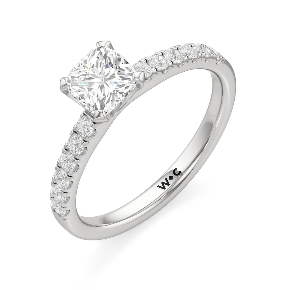 The Isabel Engagement Ring with Cushion Cut Diamond in 14KT Platinum view 3
