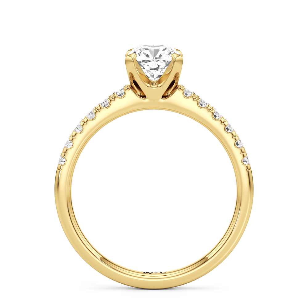 The Isabel Engagement Ring with Cushion Cut Diamond in 14KT Yellow Gold view 2
