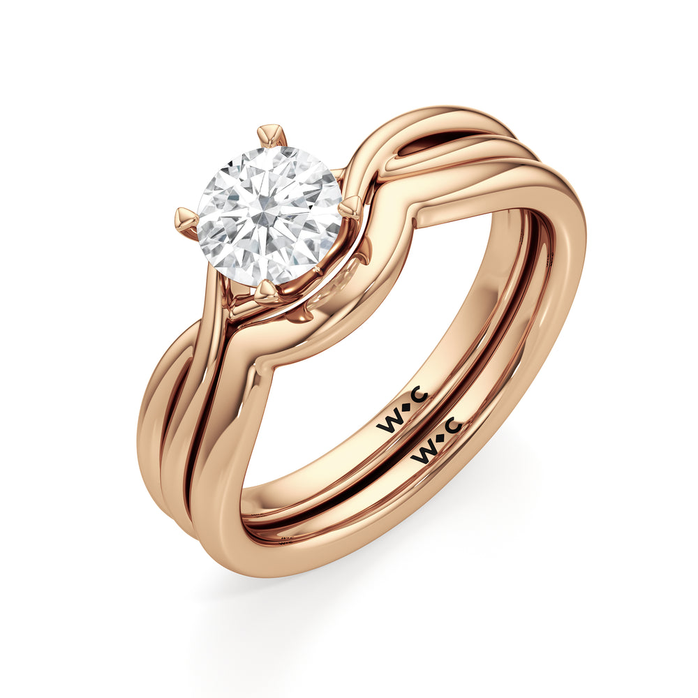 The Arabella Wedding Band with 18KT Rose Gold Cut Diamond in 14KT Rose Gold view 4
