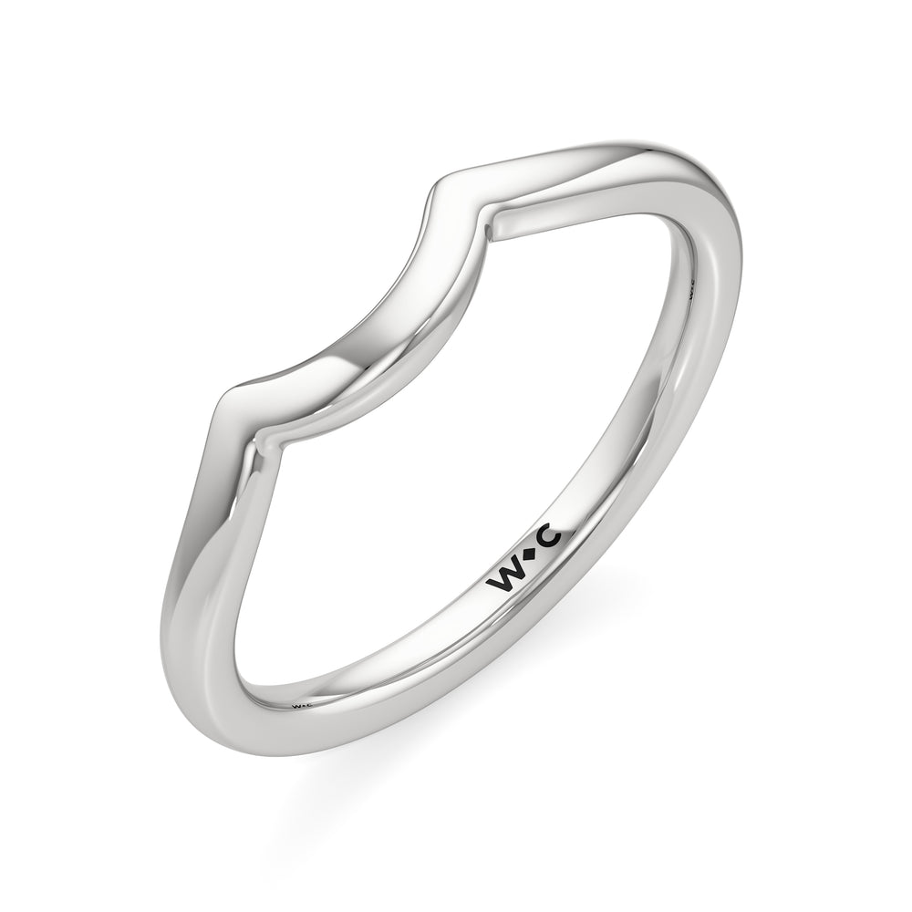 The Arabella Wedding Band with Platinum Cut Diamond in 14KT Platinum view 3
