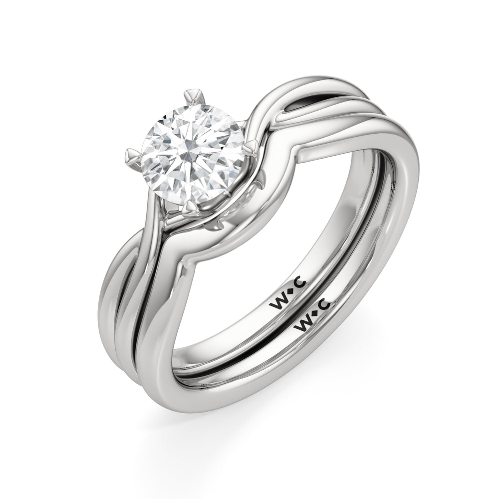 The Arabella Wedding Band with Platinum Cut Diamond in 14KT Platinum view 4
