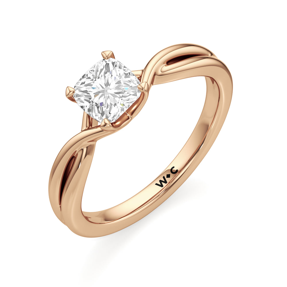 The Arabella Engagement Ring with Cushion Cut Diamond in 14KT Rose Gold view 3
