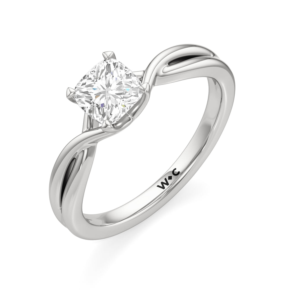 The Arabella Engagement Ring with Cushion Cut Diamond in 14KT Platinum view 3

