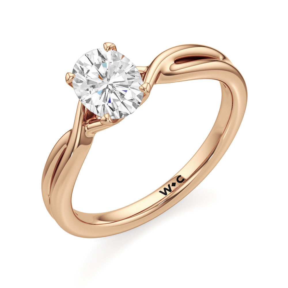 The Arabella Engagement Ring with Oval Cut Diamond in 14KT Rose Gold view 3
