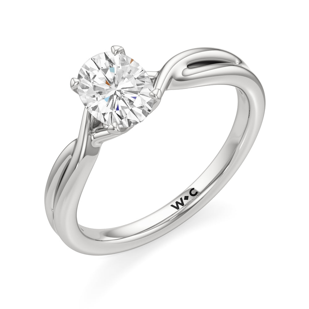 The Arabella Engagement Ring with Oval Cut Diamond in 14KT Platinum view 3
