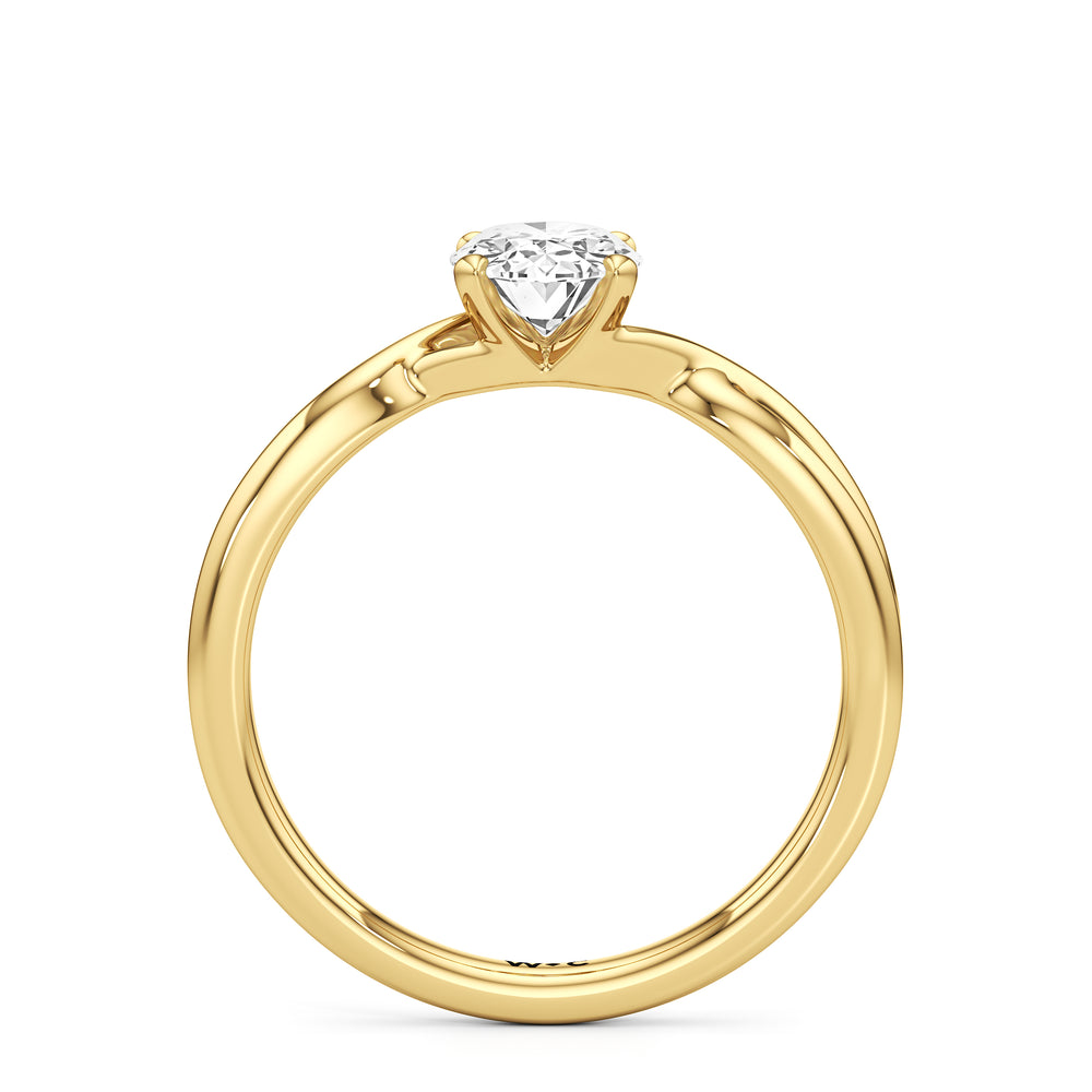 The Arabella Engagement Ring with Oval Cut Diamond in 14KT Yellow Gold view 2
