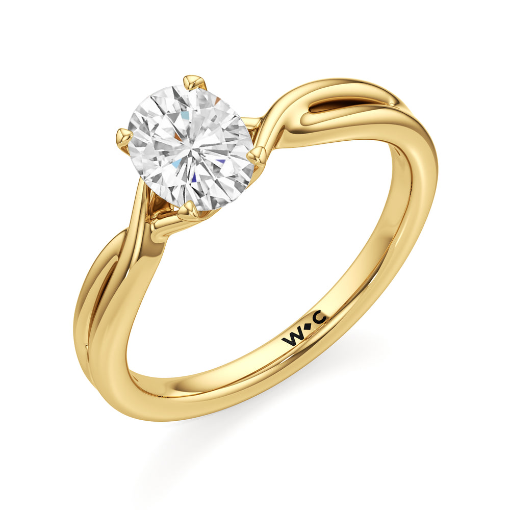 The Arabella Engagement Ring with Oval Cut Diamond in 14KT Yellow Gold view 3

