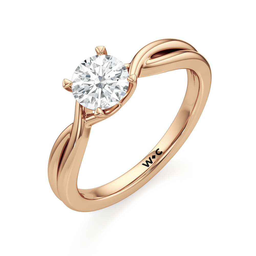 The Arabella Engagement Ring with Round Cut Diamond in 14KT Rose Gold view 3
