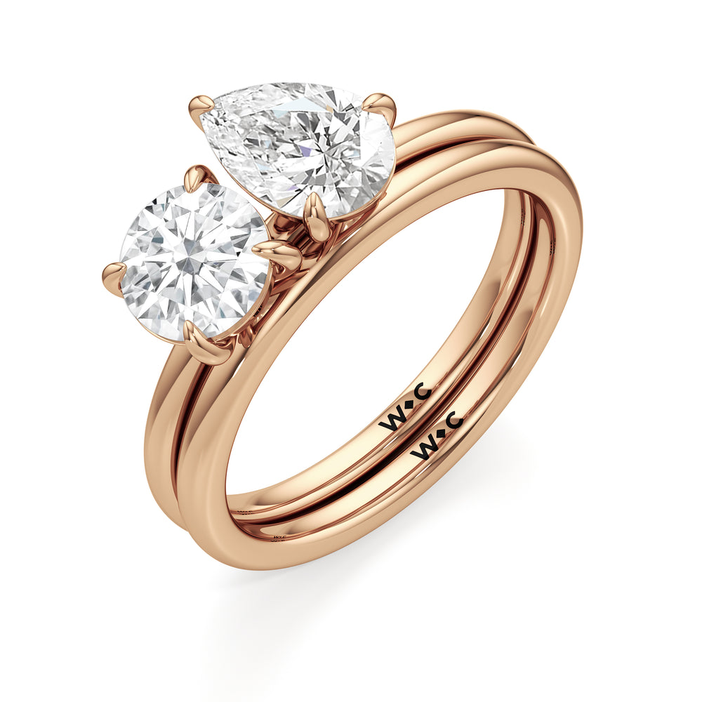The Kennedy Wedding Band with 18KT Rose Gold Cut Diamond in 14KT Rose Gold view 4
