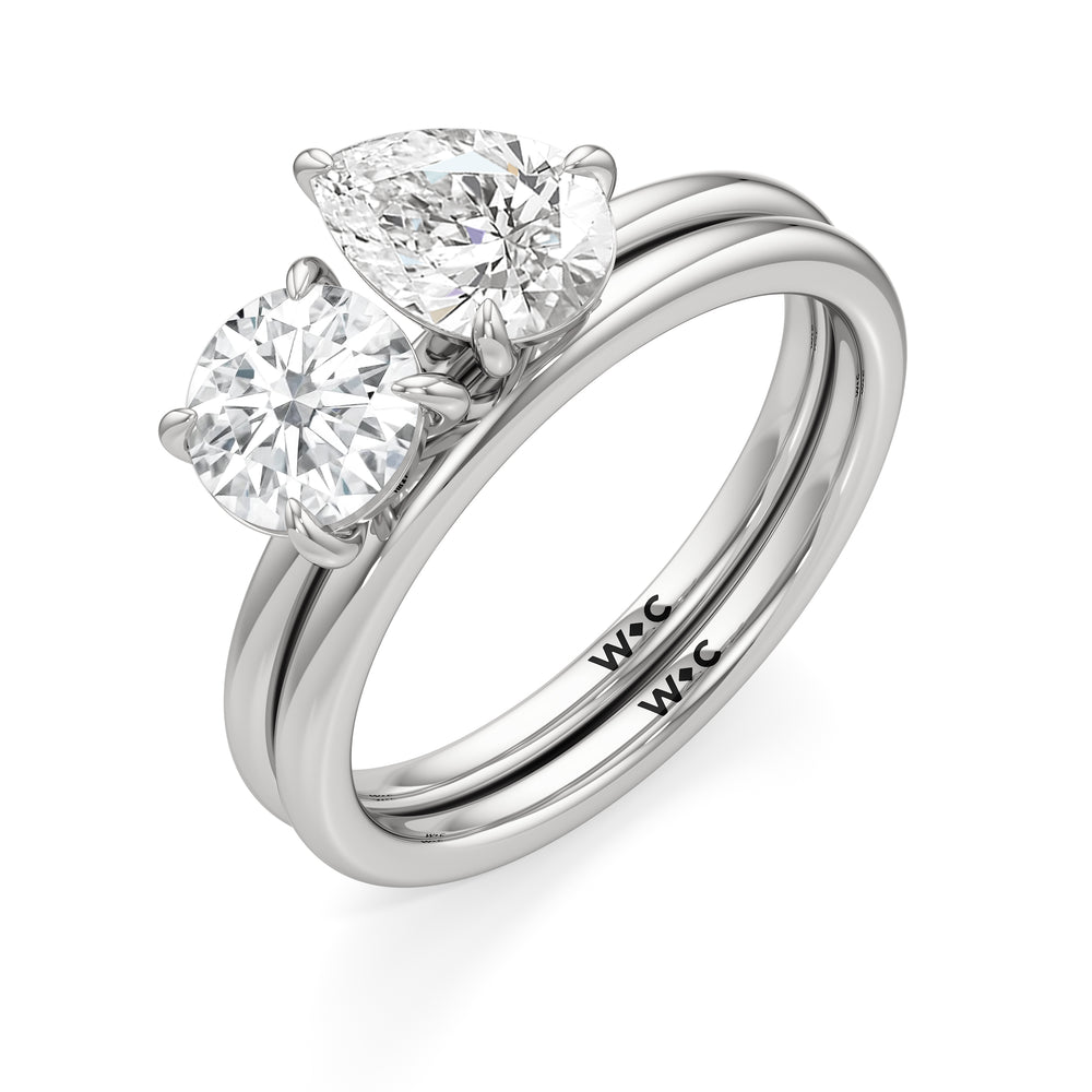 The Kennedy Wedding Band with Platinum Cut Diamond in 14KT Platinum view 4
