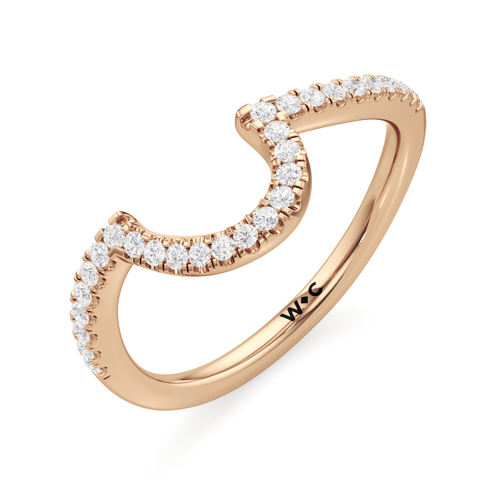 The Irene Diamond Wedding Band with 18KT Rose Gold Cut Diamond in 14KT Rose Gold view 3
