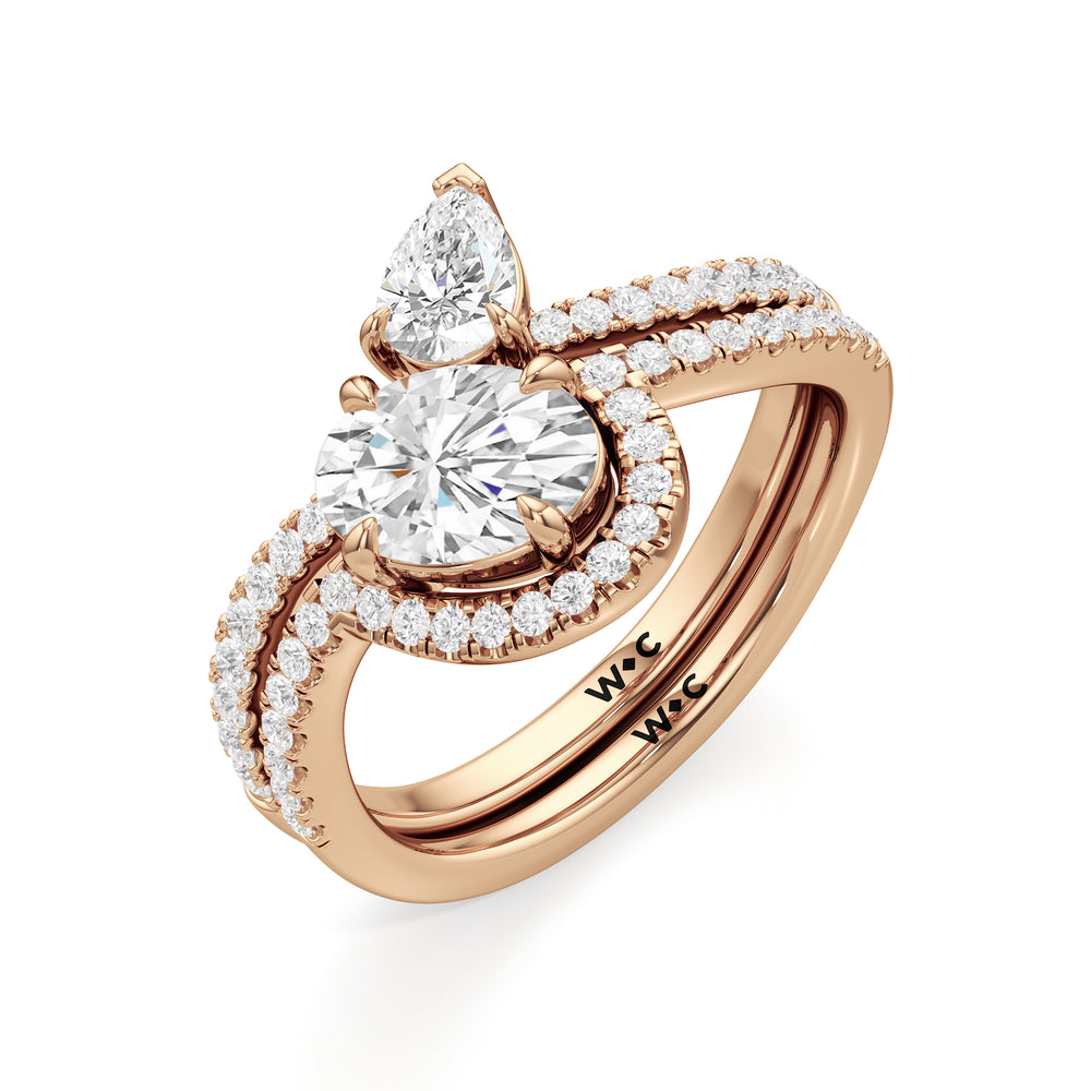 The Irene Diamond Wedding Band with 18KT Rose Gold Cut Diamond in 14KT Rose Gold view 4
