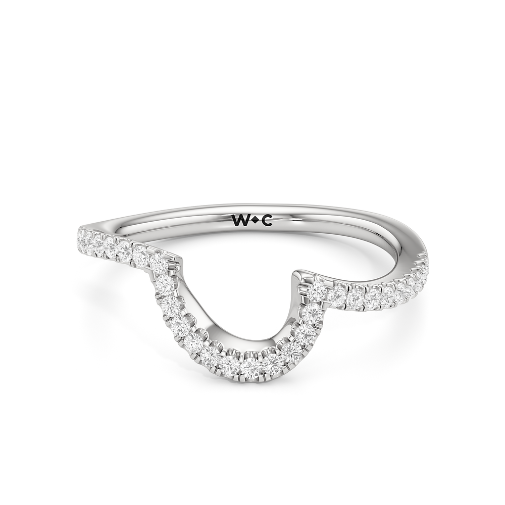 The Irene Diamond Wedding Band with Platinum Cut Diamond in 14KT Platinum view 1
