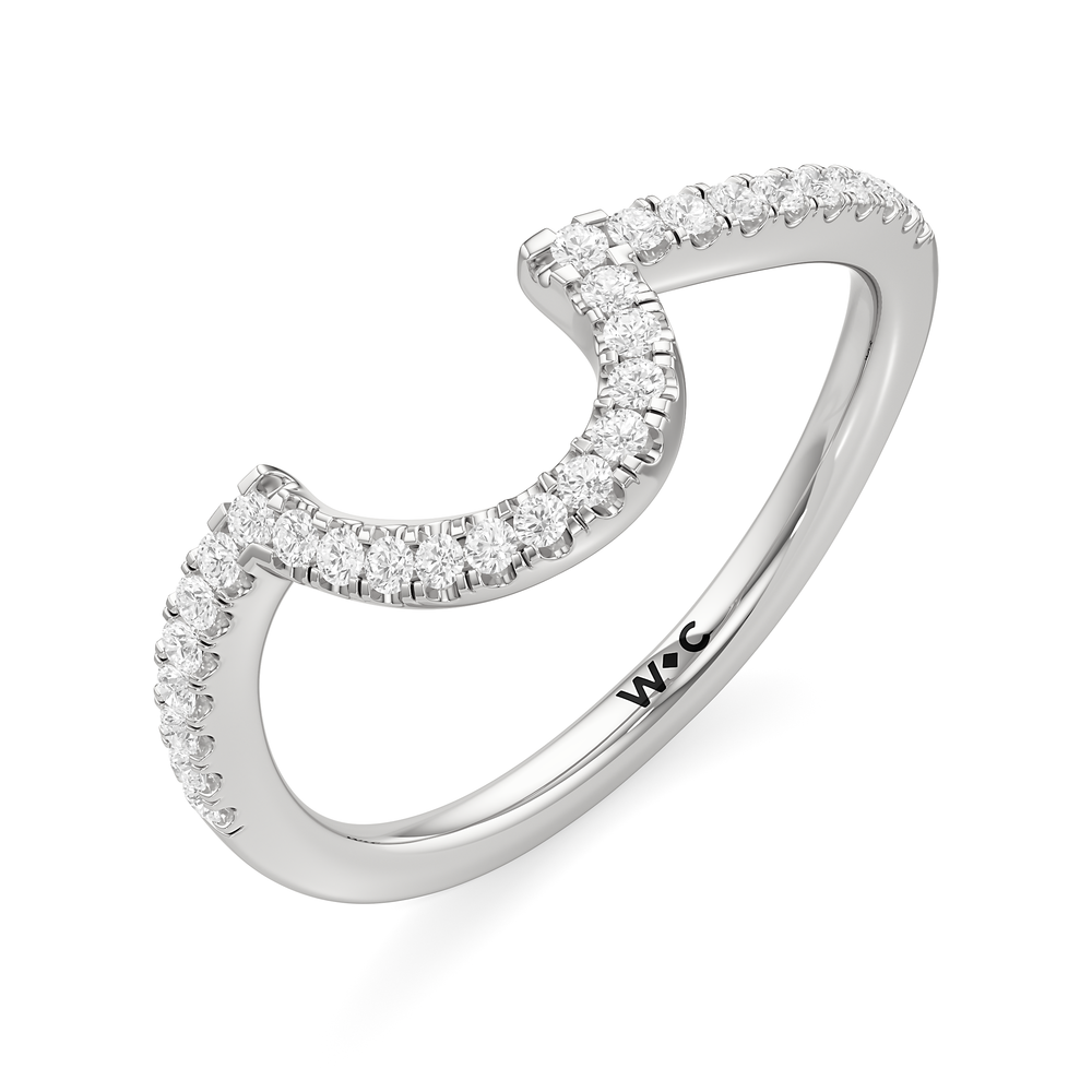 The Irene Diamond Wedding Band with Platinum Cut Diamond in 14KT Platinum view 3
