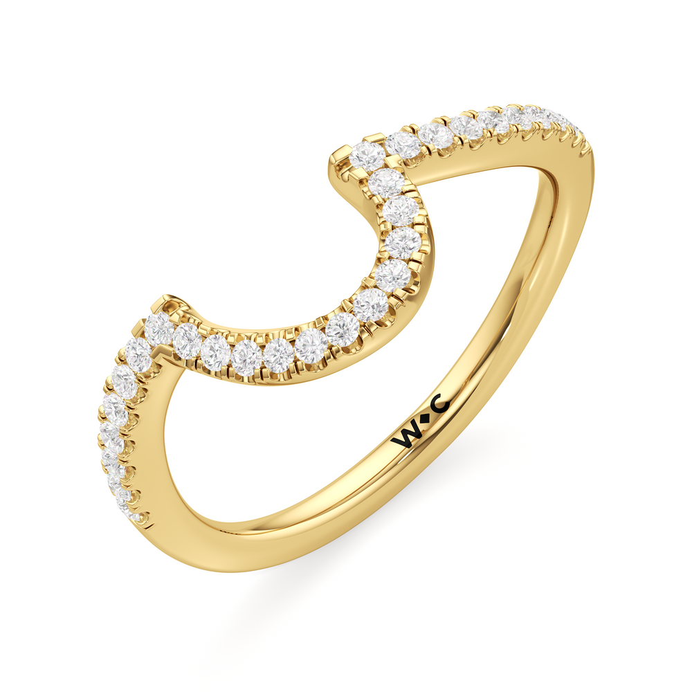 The Irene Diamond Wedding Band with 18KT Yellow Gold Cut Diamond in 14KT Yellow Gold view 3
