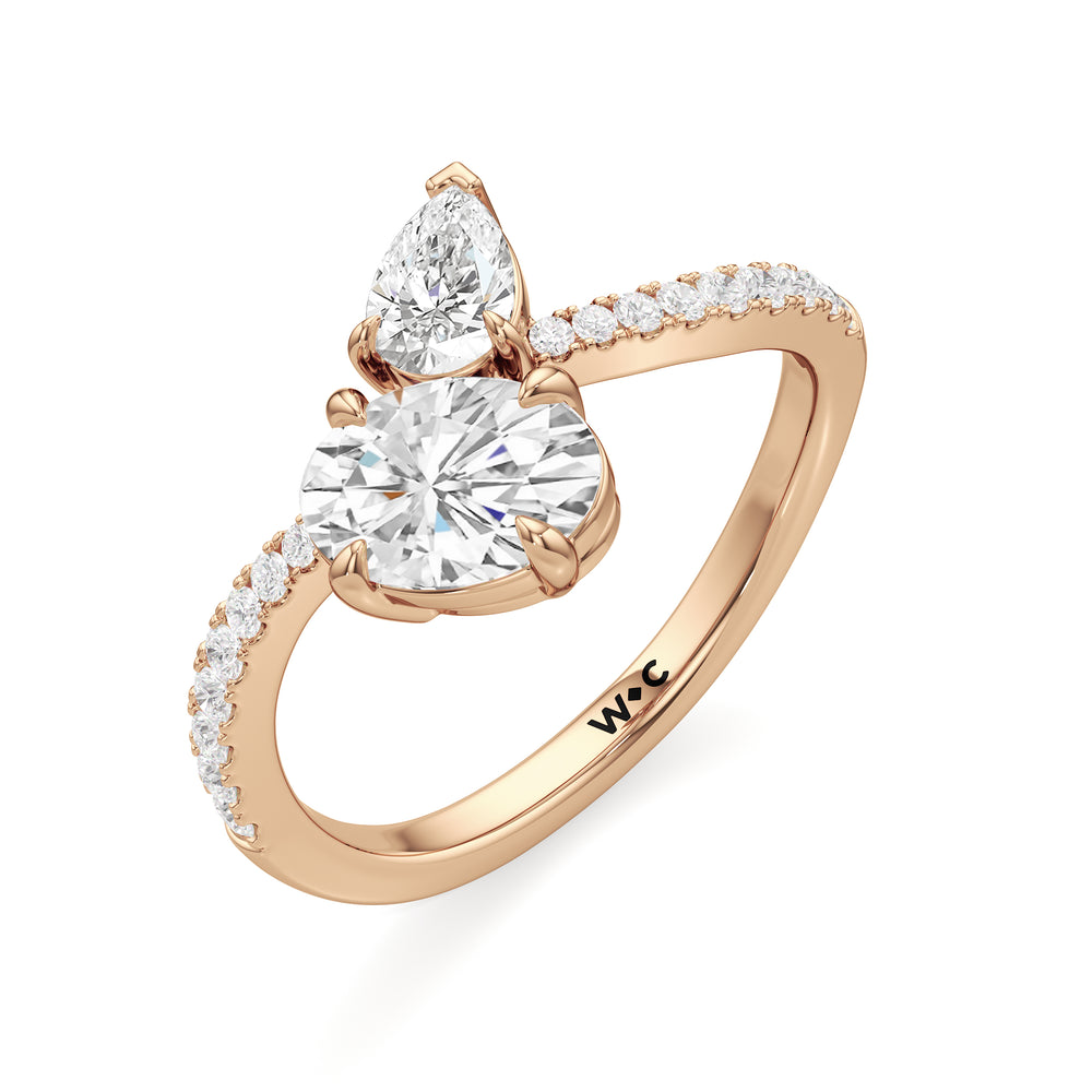 Shape Cut The Irene Engagement Ring with Lab Grown Diamond in 14KT Rose Gold view 3
