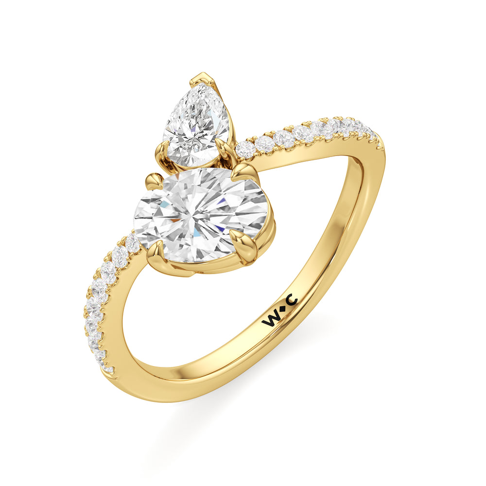 Shape Cut The Irene Engagement Ring with Lab Grown Diamond in 14KT Yellow Gold view 2
