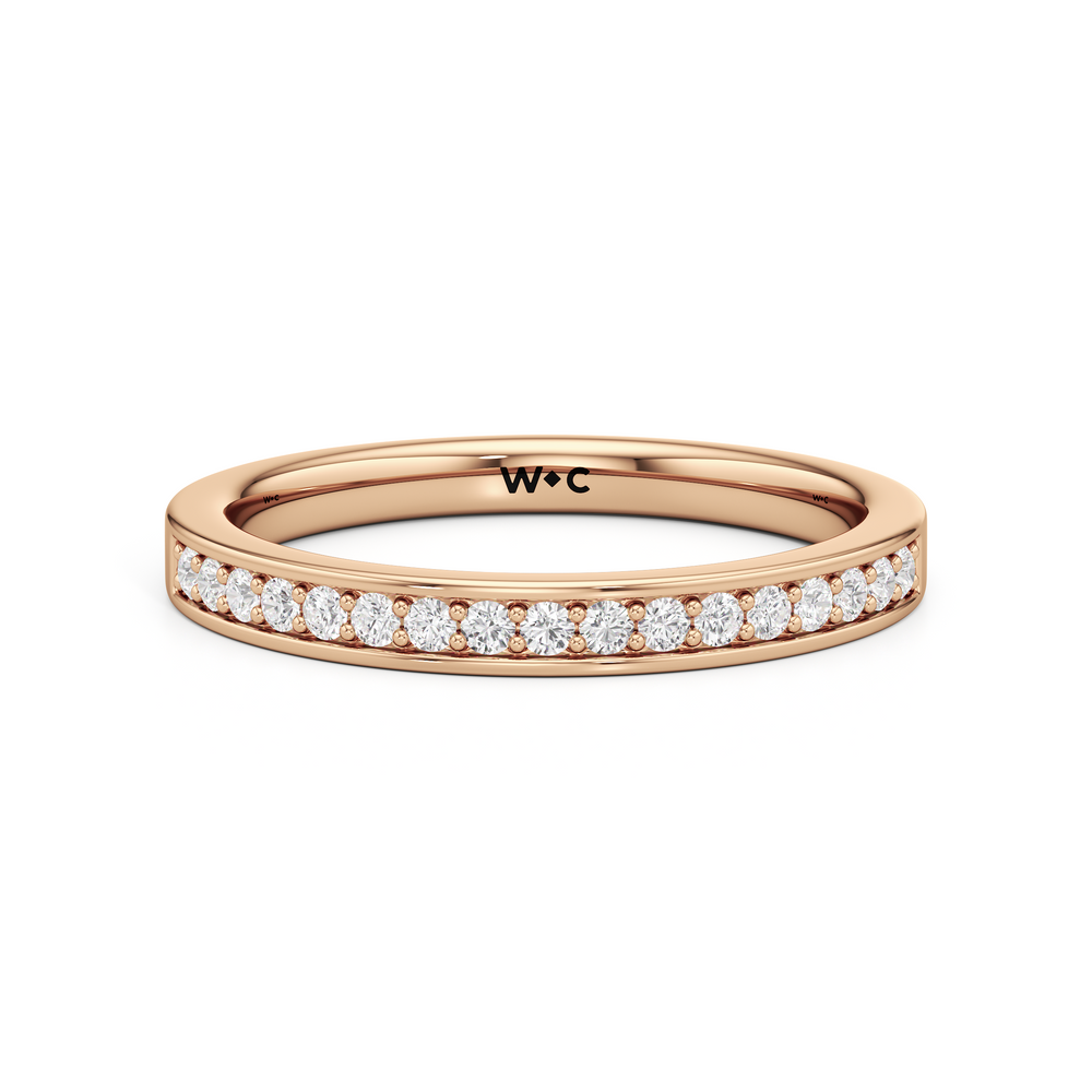 The Ana Diamond Wedding Band with 18KT Rose Gold Cut Diamond in 14KT Rose Gold view 1
