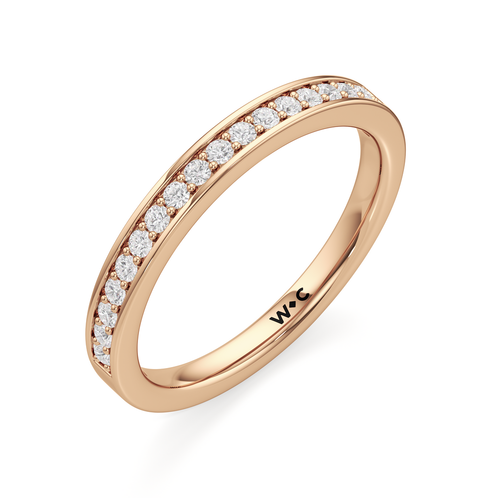 The Ana Diamond Wedding Band with 18KT Rose Gold Cut Diamond in 14KT Rose Gold view 3
