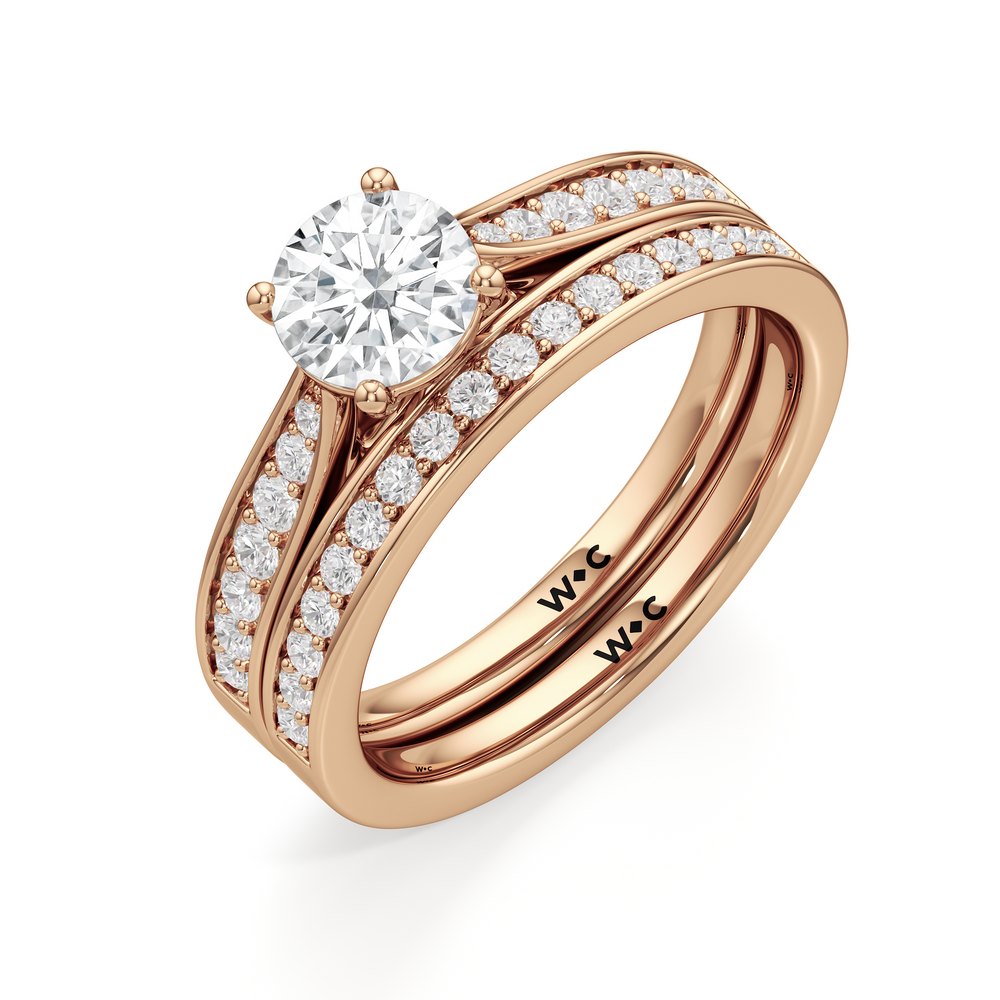 The Ana Diamond Wedding Band with 18KT Rose Gold Cut Diamond in 14KT Rose Gold view 4
