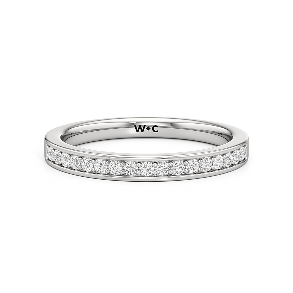 The Ana Diamond Wedding Band with Platinum Cut Diamond in 14KT Platinum view 1
