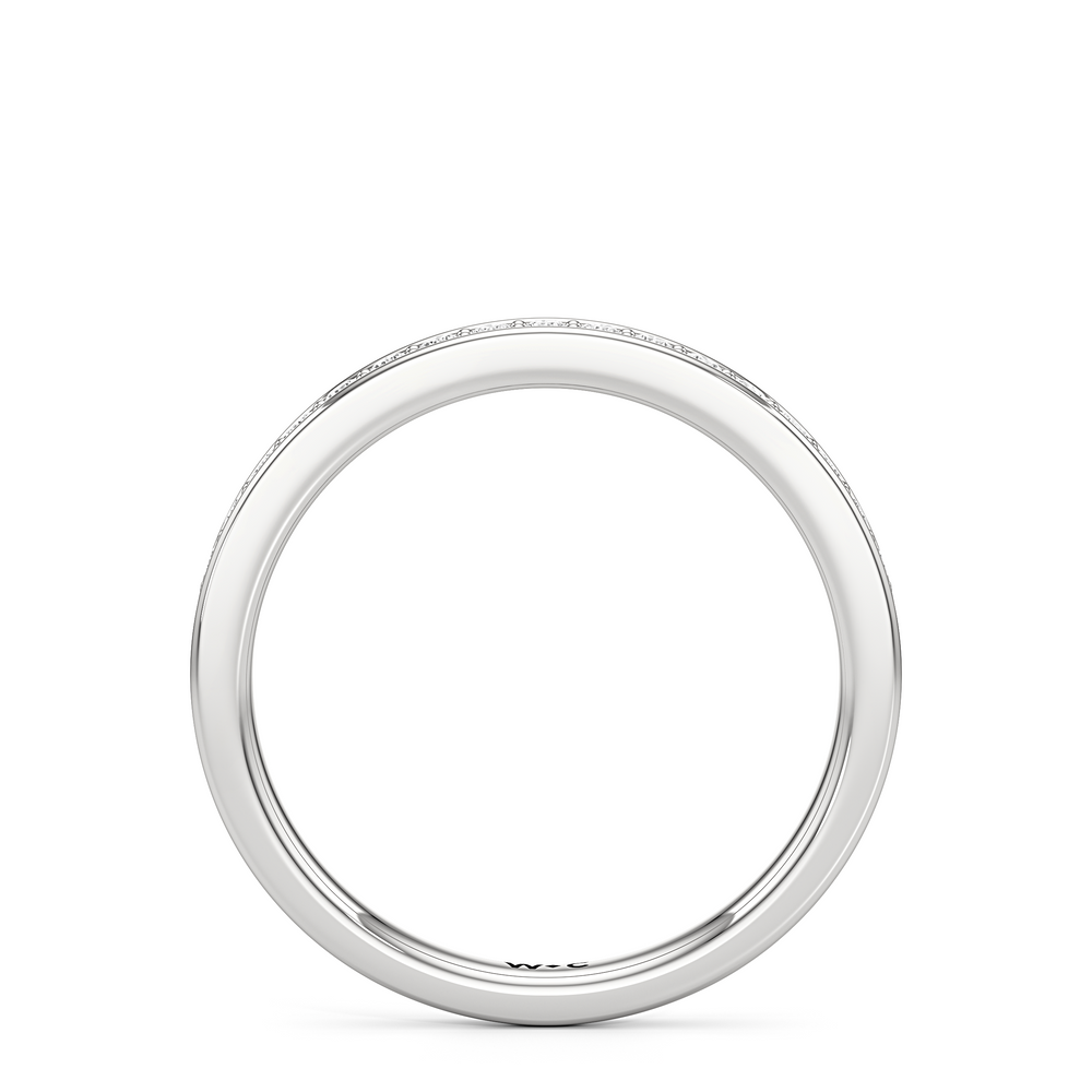 The Ana Diamond Wedding Band with Platinum Cut Diamond in 14KT Platinum view 2
