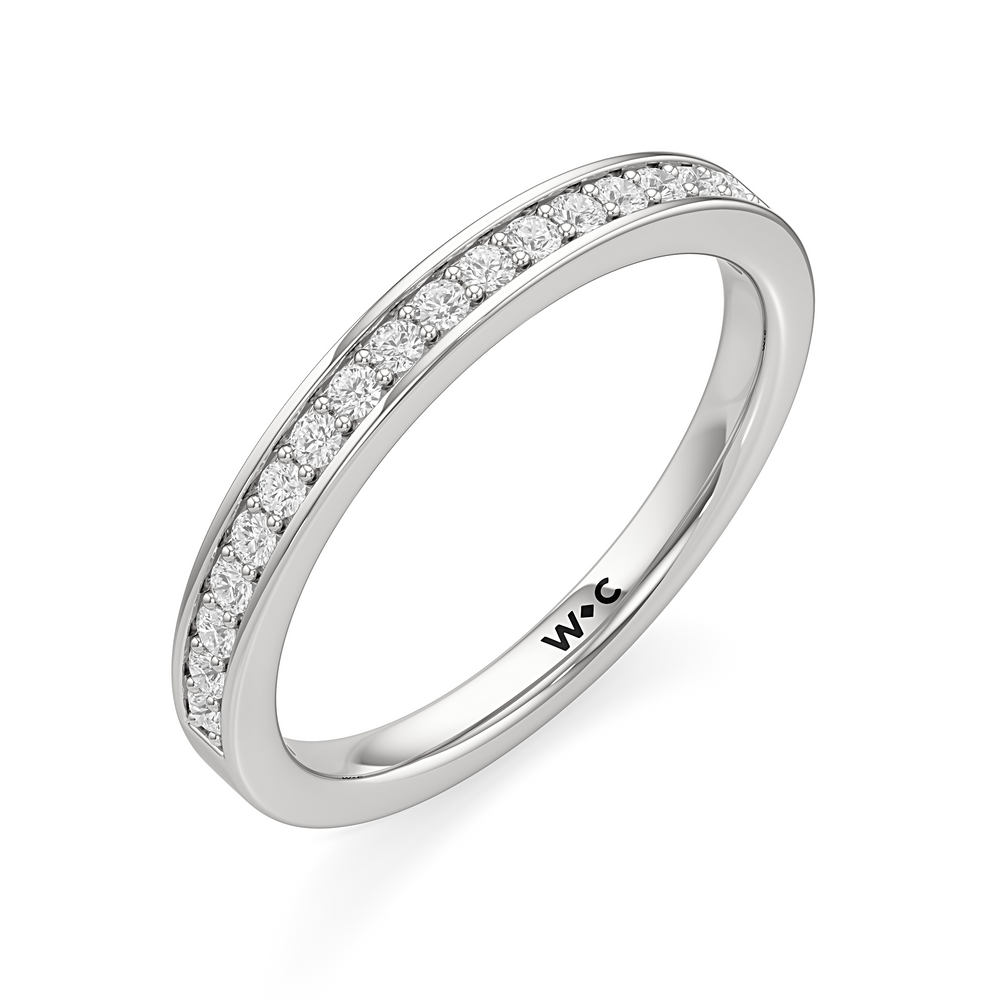The Ana Diamond Wedding Band with Platinum Cut Diamond in 14KT Platinum view 3
